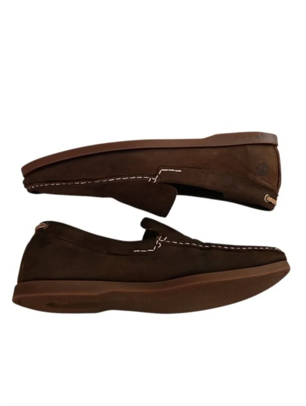 Timberland Leather Slip On Loafers Men 10.5 Brown Driving Moc Casual Shoes